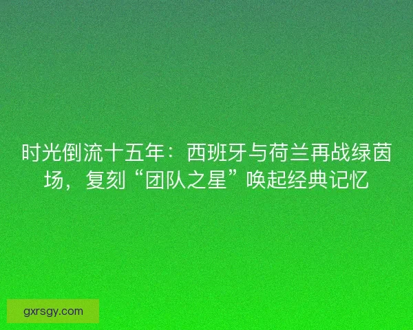 时光倒流十五年：西班牙与荷兰再战绿茵场，复刻 “团队之星” 唤起经典记忆