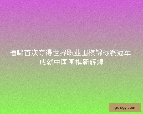 檀啸首次夺得世界职业围棋锦标赛冠军 成就中国围棋新辉煌 檀啸首次夺得世界职业围棋锦标赛冠军 成就中国围棋新辉煌